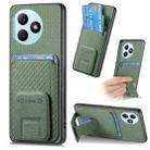 For Honor X50i+ Carbon Fiber Card Bag Fold Stand Phone Case(Green) - 1