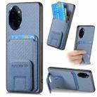 For Honor 100 Pro 5G Carbon Fiber Card Bag Fold Stand Phone Case(Blue) - 1