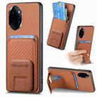 For Honor 100 Pro 5G Carbon Fiber Card Bag Fold Stand Phone Case(Brown) - 1
