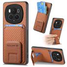 For Honor Magic6 Pro Carbon Fiber Card Bag Fold Stand Phone Case(Brown) - 1