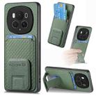 For Honor Magic6 Pro Carbon Fiber Card Bag Fold Stand Phone Case(Green) - 1