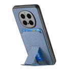 For Honor Magic7 Pro Carbon Fiber Card Bag Fold Stand Phone Case(Blue) - 3