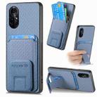 For Huawei Nova 8 Carbon Fiber Card Bag Fold Stand Phone Case(Blue) - 1