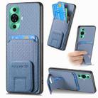 For Huawei Nova 11 Pro 4G Carbon Fiber Card Bag Fold Stand Phone Case(Blue) - 1