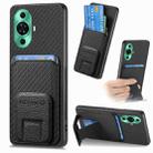 For Huawei Nova 11 Pro 4G Carbon Fiber Card Bag Fold Stand Phone Case(Black) - 1