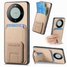 For Huawei Mate 60 Carbon Fiber Card Bag Fold Stand Phone Case(Khaki) - 1