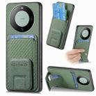 For Huawei Mate 60 Pro Carbon Fiber Card Bag Fold Stand Phone Case(Green) - 1