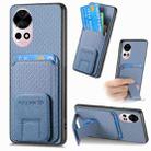 For Huawei Nova 12 Pro 5G Carbon Fiber Card Bag Fold Stand Phone Case(Blue) - 1