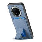 For Huawei Mate 70 Carbon Fiber Card Bag Fold Stand Phone Case(Blue) - 3