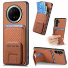 For Huawei Mate 70 Carbon Fiber Card Bag Fold Stand Phone Case(Brown) - 1