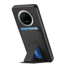 For Huawei Mate 70 Pro Carbon Fiber Card Bag Fold Stand Phone Case(Black) - 3