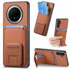 For Huawei Mate 70 Pro Carbon Fiber Card Bag Fold Stand Phone Case(Brown) - 1