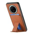 For Huawei Mate 70 Pro Carbon Fiber Card Bag Fold Stand Phone Case(Brown) - 3