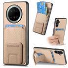 For Huawei Mate 70 Pro Carbon Fiber Card Bag Fold Stand Phone Case(Khaki) - 1