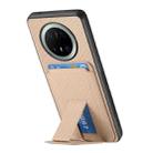 For Huawei Mate 70 Pro Carbon Fiber Card Bag Fold Stand Phone Case(Khaki) - 3