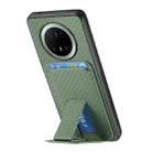 For Huawei Mate 70 Pro Carbon Fiber Card Bag Fold Stand Phone Case(Green) - 3
