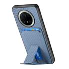 For Huawei Mate 70 Pro+ Carbon Fiber Card Bag Fold Stand Phone Case(Blue) - 3