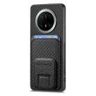 For Huawei Mate 70 Pro+ Carbon Fiber Card Bag Fold Stand Phone Case(Black) - 2