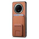 For Huawei Mate 70 Pro+ Carbon Fiber Card Bag Fold Stand Phone Case(Brown) - 2