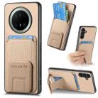 For Huawei Mate 70 Pro+ Carbon Fiber Card Bag Fold Stand Phone Case(Khaki) - 1