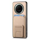 For Huawei Mate 70 Pro+ Carbon Fiber Card Bag Fold Stand Phone Case(Khaki) - 2