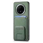 For Huawei Mate 70 Pro+ Carbon Fiber Card Bag Fold Stand Phone Case(Green) - 2