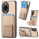 For Huawei nova 14 Pro Carbon Fiber Card Bag Fold Stand Phone Case(Khaki) - 1