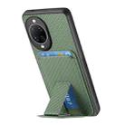 For Huawei nova 14 Pro Carbon Fiber Card Bag Fold Stand Phone Case(Green) - 3