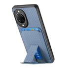 For Huawei nova 14 Ultra Carbon Fiber Card Bag Fold Stand Phone Case(Blue) - 3