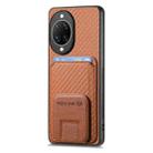 For Huawei nova 14 Ultra Carbon Fiber Card Bag Fold Stand Phone Case(Brown) - 2