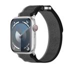 For Apple Watch Series 9 41mm Double Hook and Loop Faster Nylon Watch Band(Black+Grey) - 1