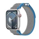 For Apple Watch Series 9 41mm Double Hook and Loop Faster Nylon Watch Band(Blue+Grey) - 1