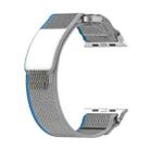 For Apple Watch Series 8 41mm Double Hook and Loop Faster Nylon Watch Band(Blue+Grey) - 2