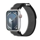 For Apple Watch Series 7 45mm Double Hook and Loop Faster Nylon Watch Band(Black+Grey) - 1