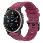 For Garmin Quatix 7 Pro Solid Color Black Buckle Silicone Quick Release Watch Band(Wine Red) - 1