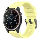 For Garmin Quatix 7 Pro Solid Color Black Buckle Silicone Quick Release Watch Band(Yellow) - 1