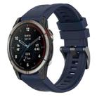 For Garmin Quatix 7 Pro Solid Color Black Buckle Silicone Quick Release Watch Band(Dark Blue) - 1