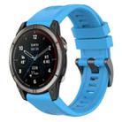 For Garmin Quatix 7 Pro Solid Color Black Buckle Silicone Quick Release Watch Band(Sky Blue) - 1