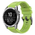 For Garmin Fenix 7 Pro Solid Color Black Buckle Silicone Quick Release Watch Band(Lime green) - 1