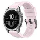 For Garmin Fenix 7 Pro Solid Color Black Buckle Silicone Quick Release Watch Band(Pink) - 1