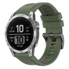 For Garmin Fenix 7 Pro Solid Color Black Buckle Silicone Quick Release Watch Band(Dark Green) - 1