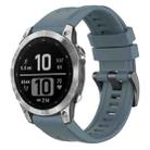 For Garmin Fenix 7 Pro Solid Color Black Buckle Silicone Quick Release Watch Band(Rock Blue) - 1