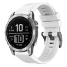 For Garmin Fenix 7 Pro Solid Color Black Buckle Silicone Quick Release Watch Band(White) - 1