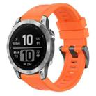 For Garmin Fenix 7 Pro Solid Color Black Buckle Silicone Quick Release Watch Band(Orange) - 1