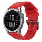 For Garmin Fenix 7 Pro Solid Color Black Buckle Silicone Quick Release Watch Band(Red) - 1