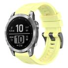 For Garmin Fenix 7 Pro Solid Color Black Buckle Silicone Quick Release Watch Band(Yellow) - 1