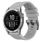 For Garmin Fenix 7 Pro Solid Color Black Buckle Silicone Quick Release Watch Band(Gray) - 1