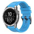 For Garmin Fenix 7 Pro Solid Color Black Buckle Silicone Quick Release Watch Band(Sky Blue) - 1