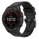 For Garmin Fenix 7 Solar / Sapphire Solar Solid Color Black Buckle Silicone Quick Release Watch Band(Black) - 1