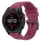 For Garmin Fenix 7 Solar / Sapphire Solar Solid Color Black Buckle Silicone Quick Release Watch Band(Wine Red) - 1